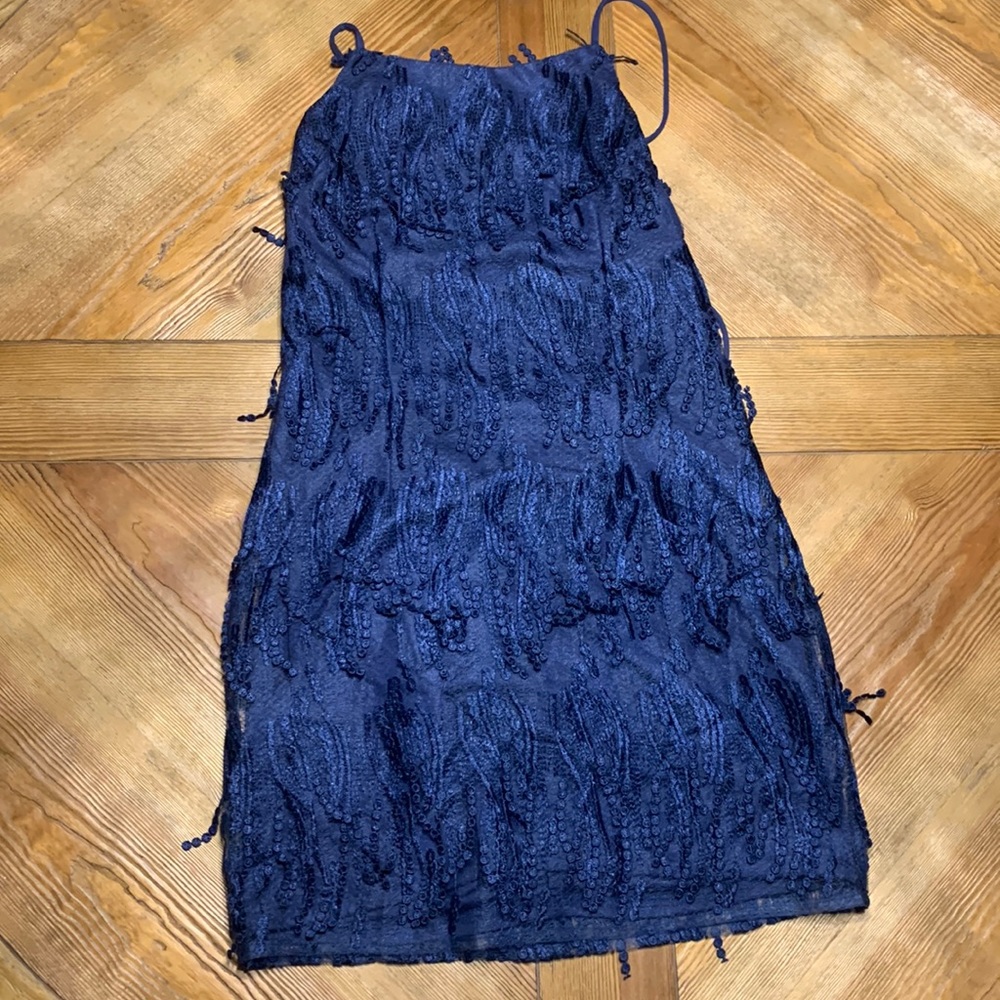 Lulus blue fringe party dress